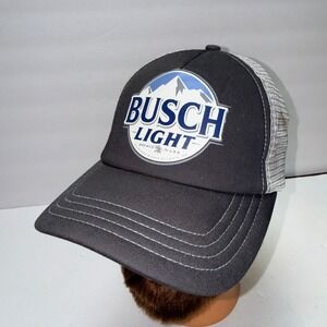 Busch Light Beer Logo Trucker Hat Men Gray Mesh Snapback H3 Headwear